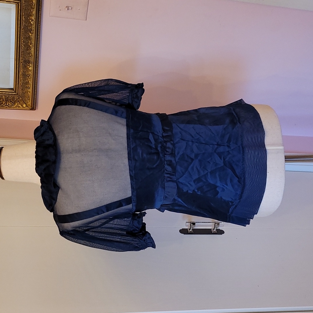 MARC JACOBS navy silk blouse - Picture 4 of 7